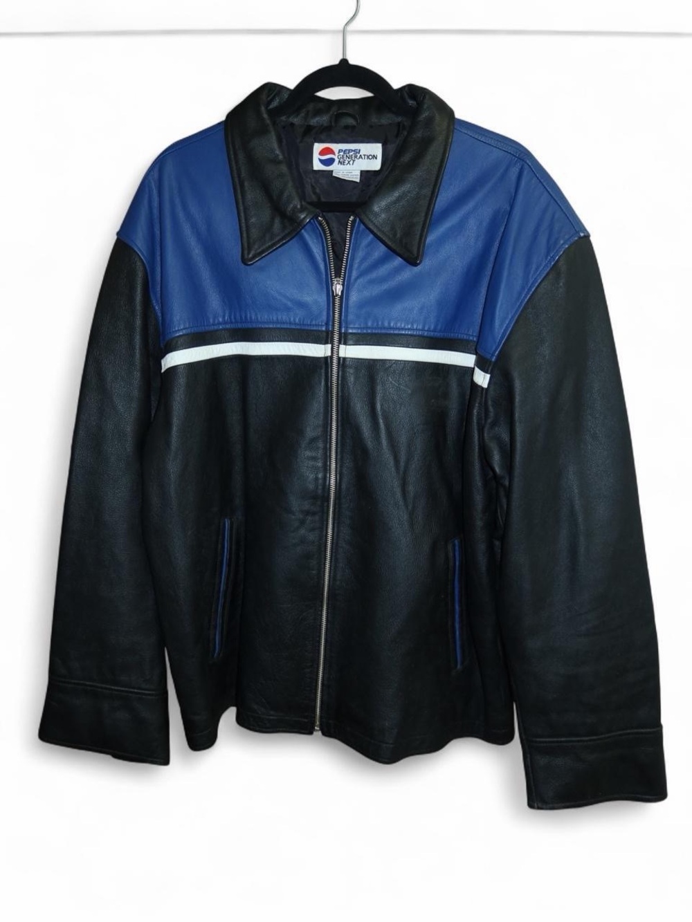 Pepsi Black and Blue Leather Jacket